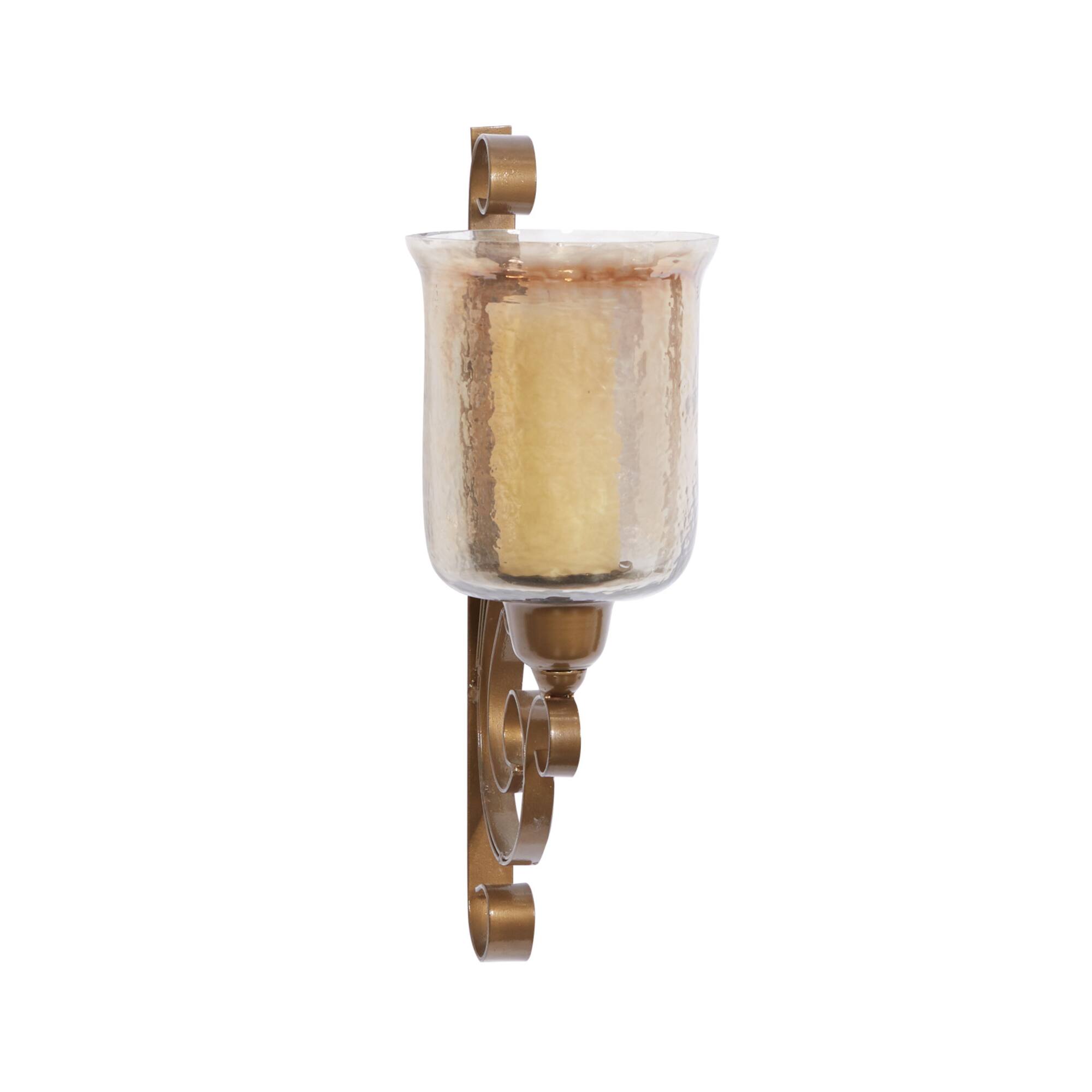 Brown Iron Traditional Candle Wall Sconce, 20" x 11" x 7"